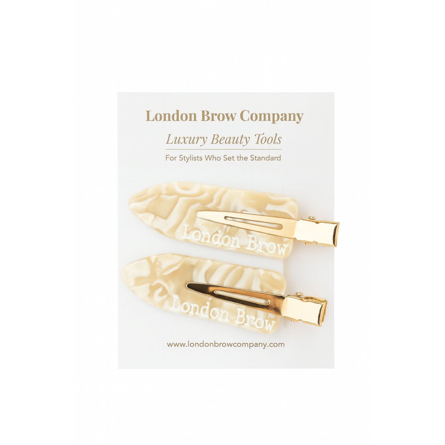 London Brow No-Crease Styling Clips – Pearl & Gold Marble (2 Pack)