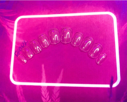 Short Squoval Clear Press On Nails