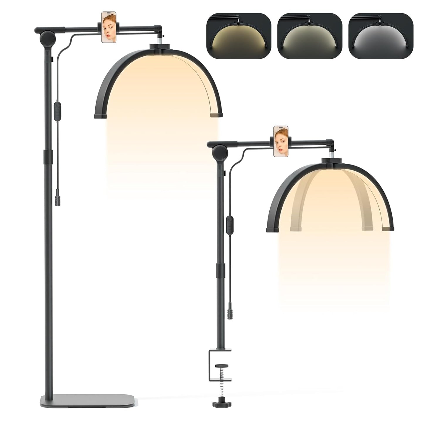 Lash Light 2 in 1 Foldable 180cm Phone Holder Desk Clip 3 Modes Lamp Lmaqfum