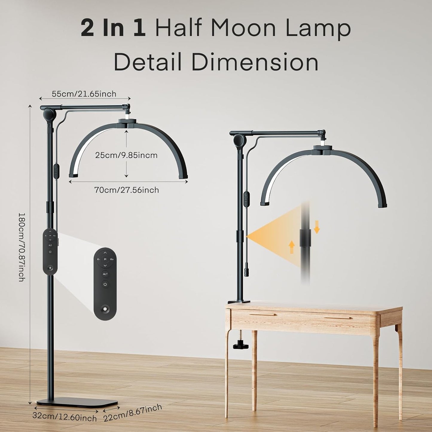 Lash Light 2 in 1 Foldable 180cm Phone Holder Desk Clip 3 Modes Lamp Lmaqfum