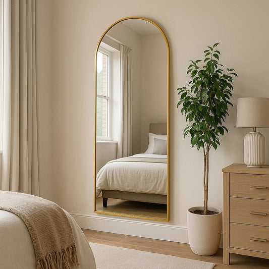 Akiko - Full Length Gold Metal Arched Mirror - 160cm x 60cm