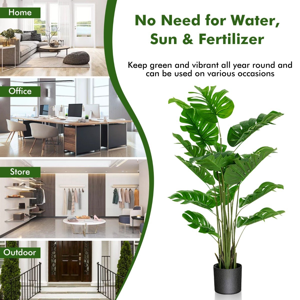120cm/152cm Artificial Monstera Plants for Indoor Decoration-1.2M