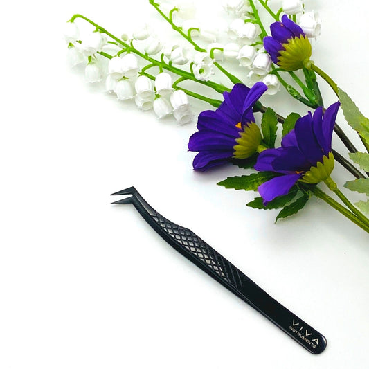Eyelash Tweezer - 45 Degree - Black