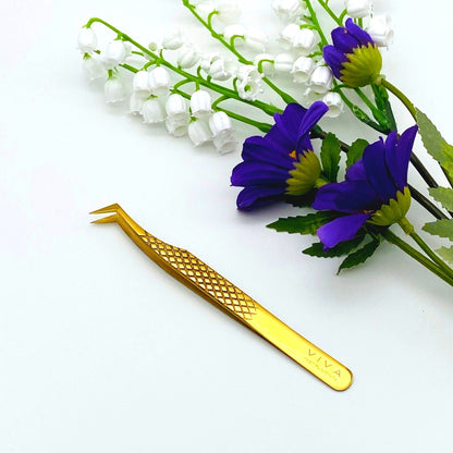 Eyelash Tweezer - 45 Degree - Gold