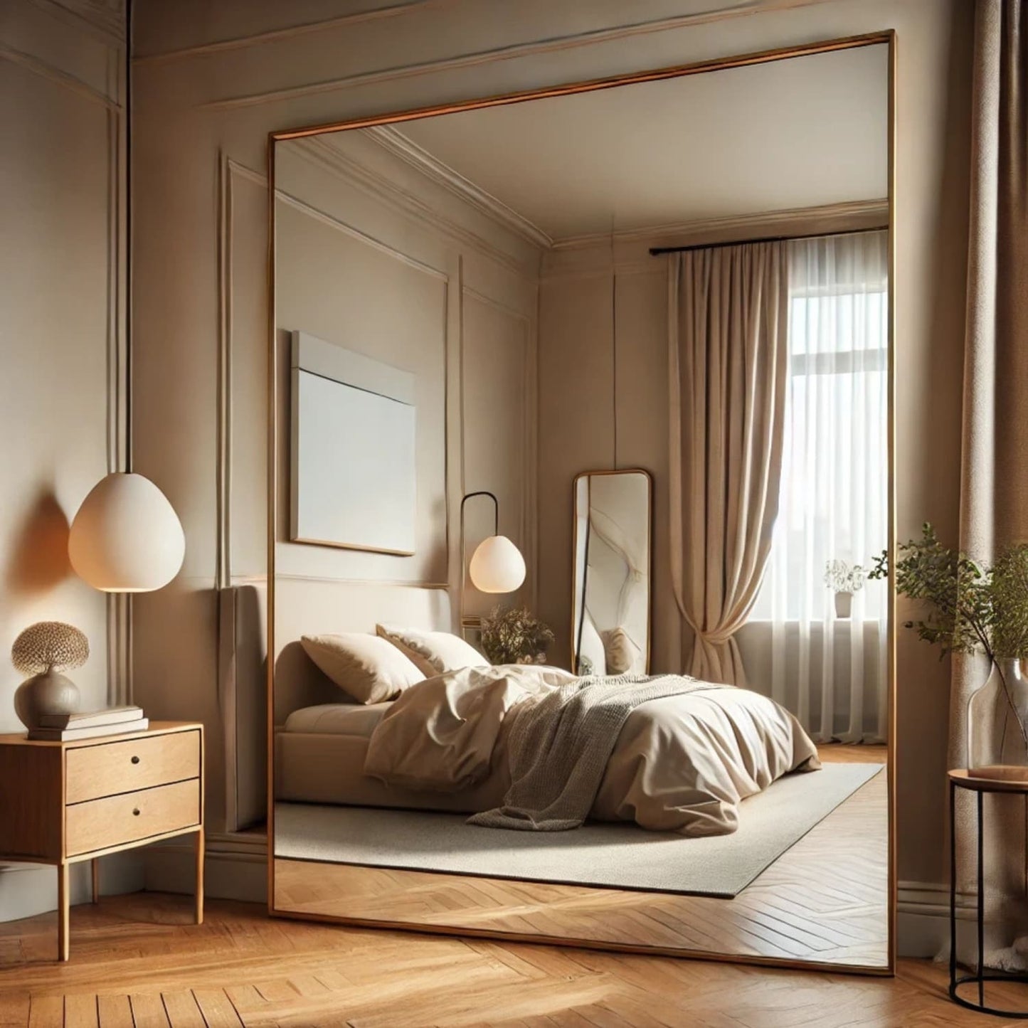 Takara - Full Length Gold Metal Rectangle Mirror - 200cm x 120cm