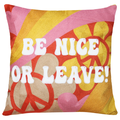 Be Nice or Leave Needlepoint Cushion