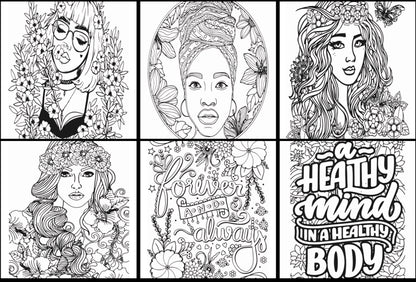 Printable women’s colouring book - 50 pages